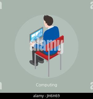 Computing concept design 3d isometric vector illustration Stock Vector