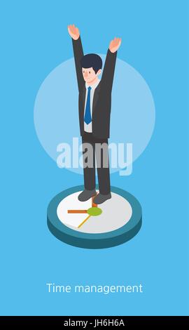 Time management concept design 3d isometric vector illustration Stock Vector