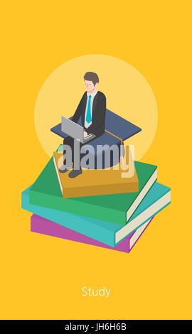 Education concept design 3d isometric vector illustration Stock Vector