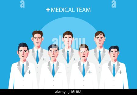Flat characters of doctor's concept illustrations Stock Vector