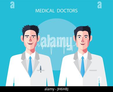 Flat characters of doctor's concept illustrations Stock Vector