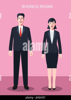 Flat characters of business rookie people concept illustrations Stock Vector