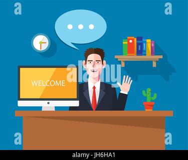 Flat character of worksapce businessman concept illustrations Stock Vector