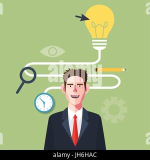 Flat character of idea process concept illustrations Stock Vector