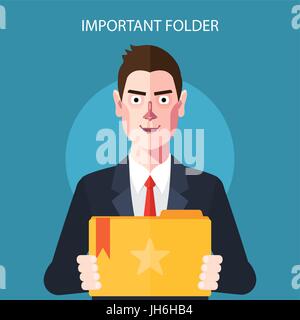 Flat characters of important folder concept illustrations Stock Vector