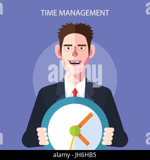 Flat character of time management concept illustrations Stock Vector