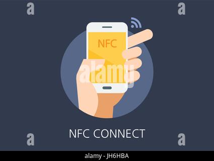 NFC concept flat icon Stock Vector