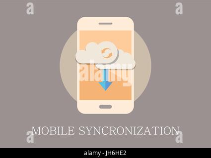 Modern and classic design mobile syncronization flat icon Stock Vector