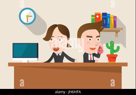 Business corporation telemarketing concept flat character Stock Vector