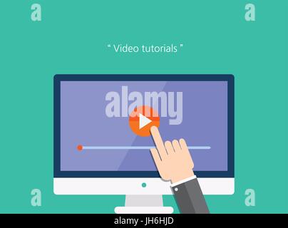 video tutorials concept flat icon Stock Vector