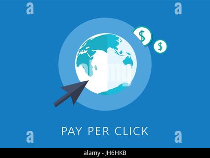 pay per click concept flat icon Stock Vector