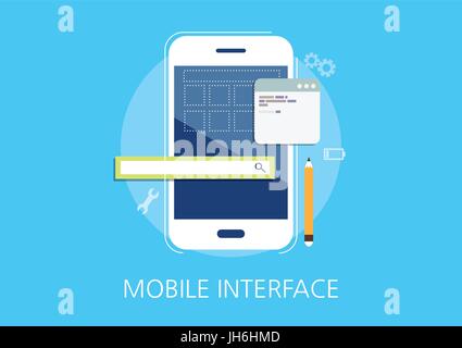 mobile interface developer concept flat icon Stock Vector