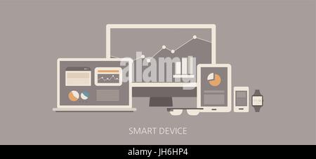 Modern and classic smart device flat illustration Stock Vector