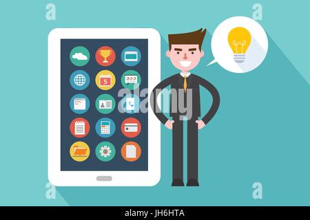 flat design, smart phone concept illust Stock Vector