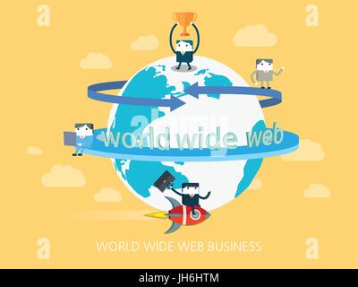flat character world wide web business concept illust Stock Vector