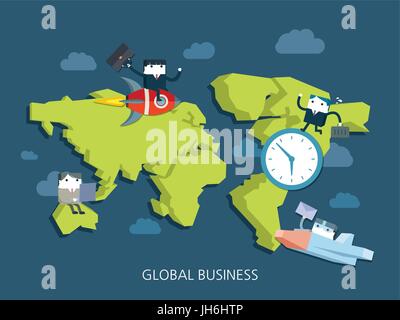 flat character global business concept illust Stock Vector