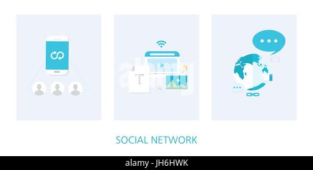 social network concept icon set Stock Vector