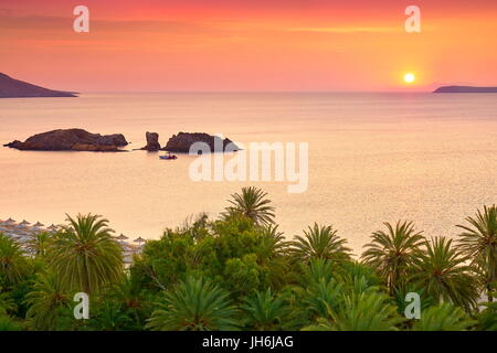 Sunrise at Vai Beach, Crete Island, Greece Stock Photo
