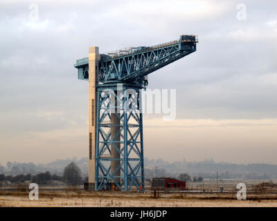 Clydebank Titan crane at dusk on the site of the old john brown shipyard that built the QE2 Stock Photo