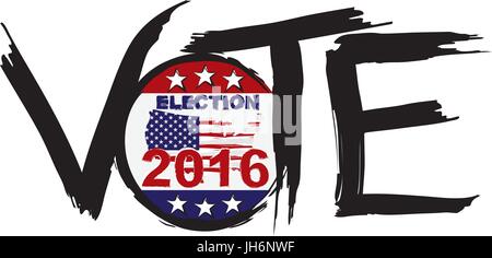 Vote 2016 Presidential Election Black Ink Brush Strokes with Button Isolated on White Background Illustration Stock Vector