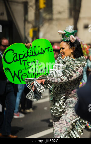 new york, usa - circa march 2016 - parade against capitalism Stock Photo