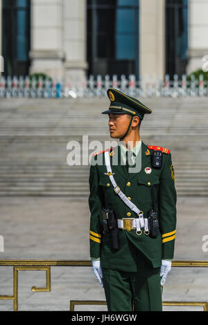 Beijing, China - Circa April 2016 - Chinese soldier in the forbidden city Stock Photo
