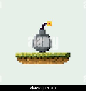 color pixelated bomb in meadow Stock Vector