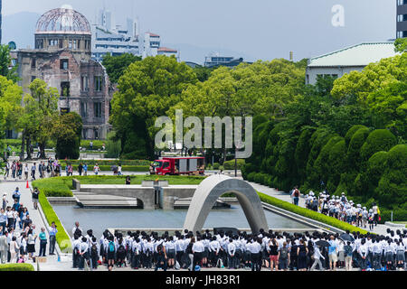Hiroshima, Japan - Circa May 2016 - School kids in Memorial Park in Hiroshima, Japan Stock Photo