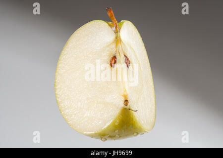 Apple, Green Fruit, Cross Section, Part, Studio Shoot Stock Photo