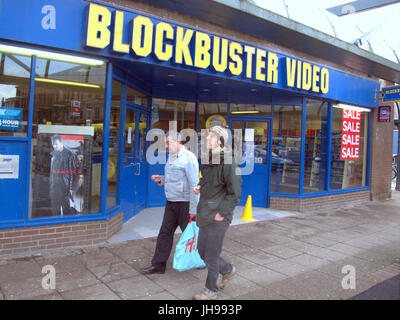 blockbuster video street store in Glasgow Partick after administration being decommissioned during  its demise at the time Stock Photo