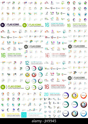 Huge logo mega set, abstract geometric business icon collection. Branding corporate logotypes, identity universal concepts Stock Photo