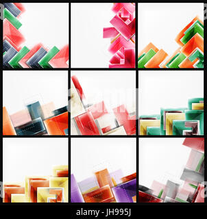 Collection of arrow abstract backgrounds. Set of vector web brochures, internet flyers, wallpaper or cover poster designs. Geometric style, colorful r Stock Photo