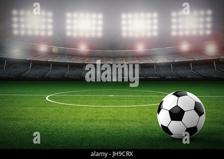 3d rendering soccer ball with soccer stadium background Stock Photo