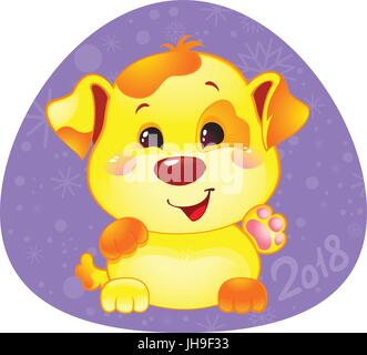 Cute Symbol of Chinese Horoscope - Yellow Dog for New Year 2018 Stock Vector