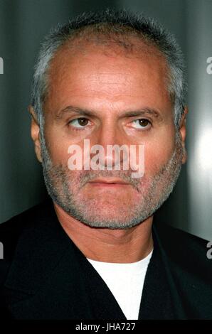 FILE - File picture dated 15 September 1994 showing Italian fashion designer Gianni Versace in Berlin, Germany. Versace was shot on the stairs in front of his villa in Miami Beach, US, on 15 July 1997. Photo: Peer Grimm/dpa-Zentralbild/dpa Stock Photo