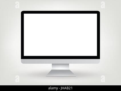 modern desktop computer monitor with blank screen isolated on  gray background Stock Vector