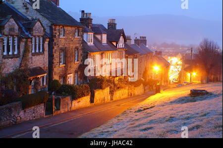 Charming townhouses in Bakewell, a pretty market town in the Peak District National Park, Derbyshire, England - December Stock Photo