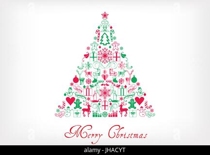 Christmas tree - Merry Chrismas greeting card Stock Photo