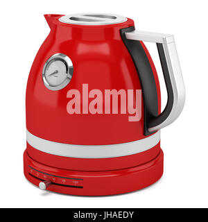 red electric kettle isolated on white background Stock Photo