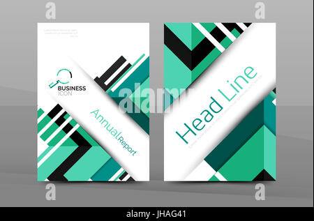 Brochure template of annual report cover, business flyer layout, geometric abstract poster, A4 size Stock Photo