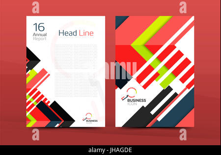 Brochure template of annual report cover, business flyer layout, geometric abstract poster, A4 size Stock Photo