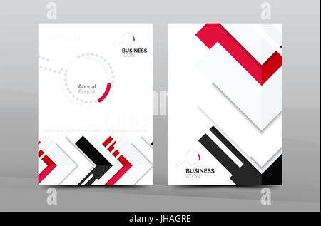 Brochure template of annual report cover, business flyer layout, geometric abstract poster, A4 size Stock Photo