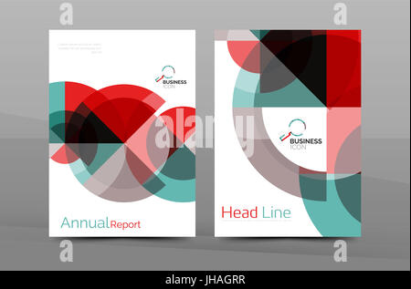 Brochure template of annual report cover, business flyer layout, geometric abstract poster, A4 size Stock Photo