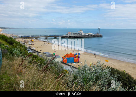 Durley Chine Beach and Bournemouth pier in Dorset, England. Stock Photo