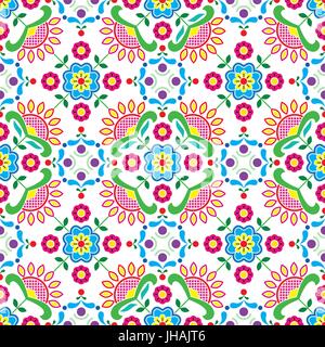 Seamless Norwegian traditional folk art Bunad pattern - Rosemaling style embroidery Stock Vector