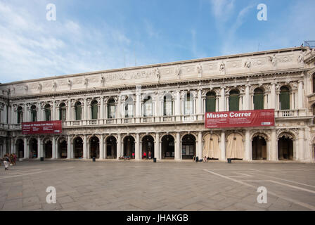 Venice - main facade of the Napoleonic wing of the Correr museum palace (formerly Royal Palace) on Piazza San Marco / St. Mark's Square Stock Photo