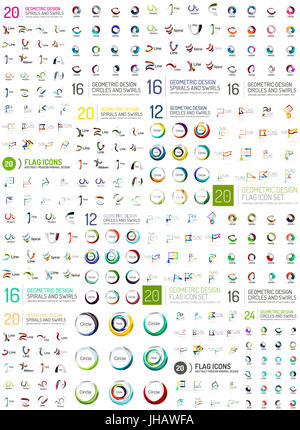Huge logo mega set, abstract geometric business icon collection. Branding corporate logotypes, identity universal concepts Stock Photo