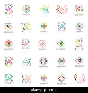Set of vector linear logotypes, geometric abstract symbols, elegant icons. Modern minimalist elements for branding and logo design. Stock Photo