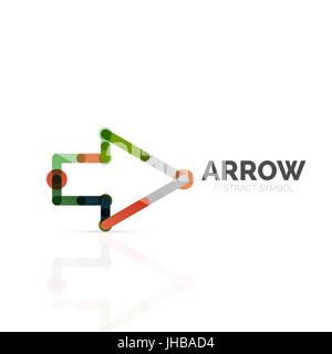 Linear arrow abstract logo, connected multicolored segments of lines in ...