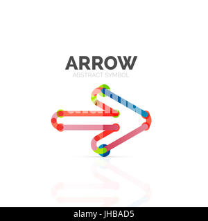 Linear arrow abstract logo, connected multicolored segments of lines in ...
